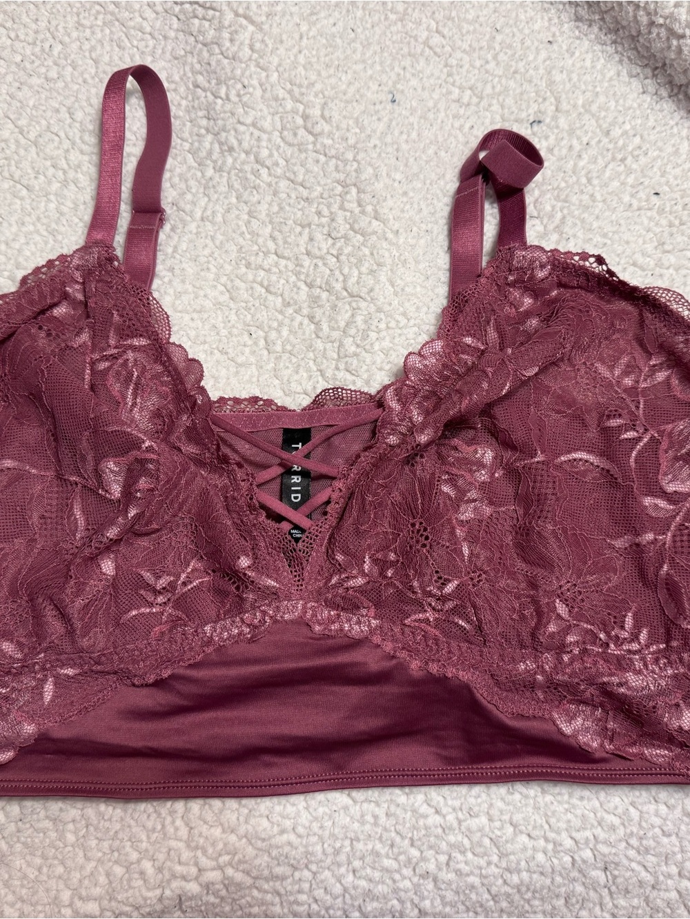 Torrid Lace Bralette with Crisscross Front - Dusty Rose size 2
